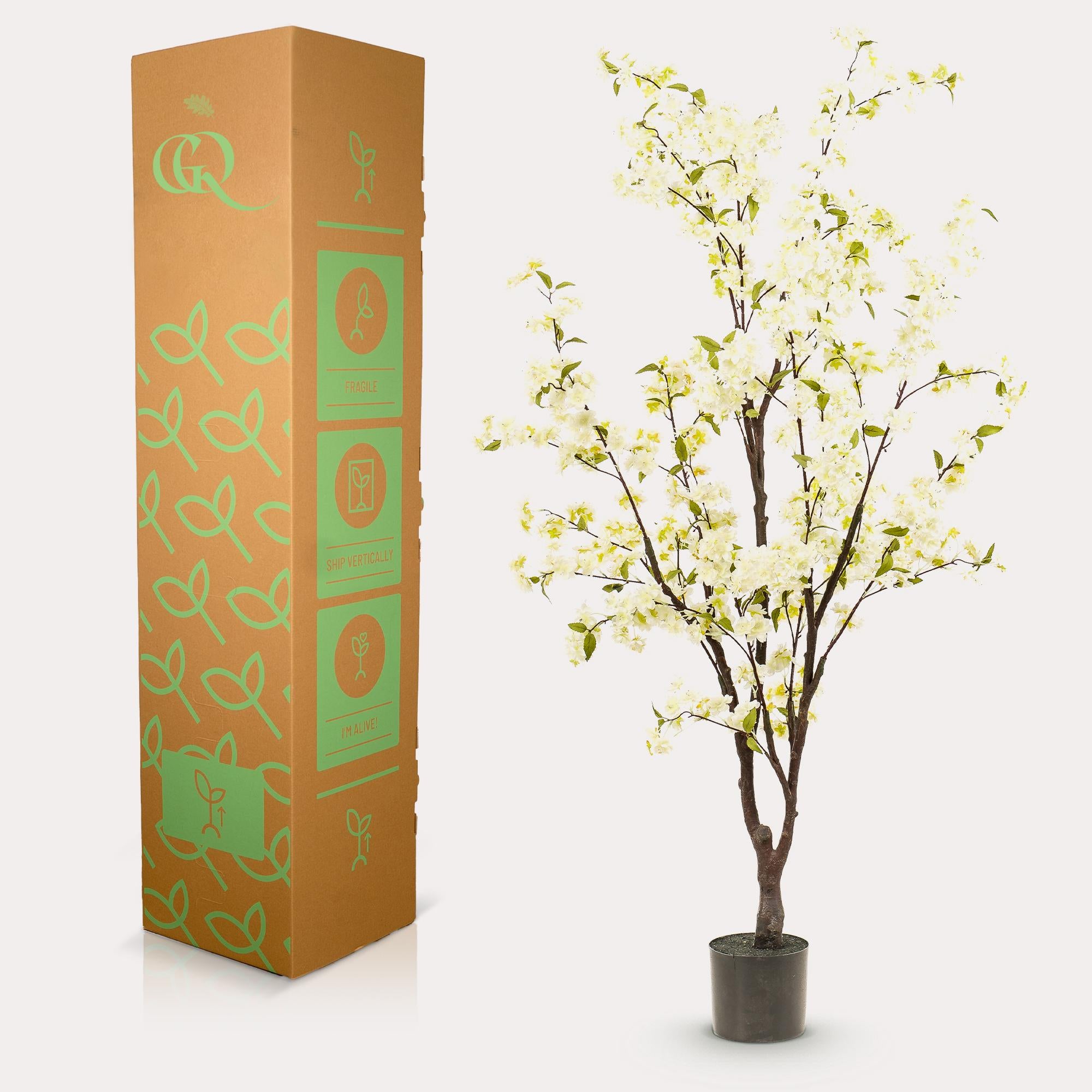 Kunstig plante - Prunus - Kirsebærblomst - Hvid - 175cm