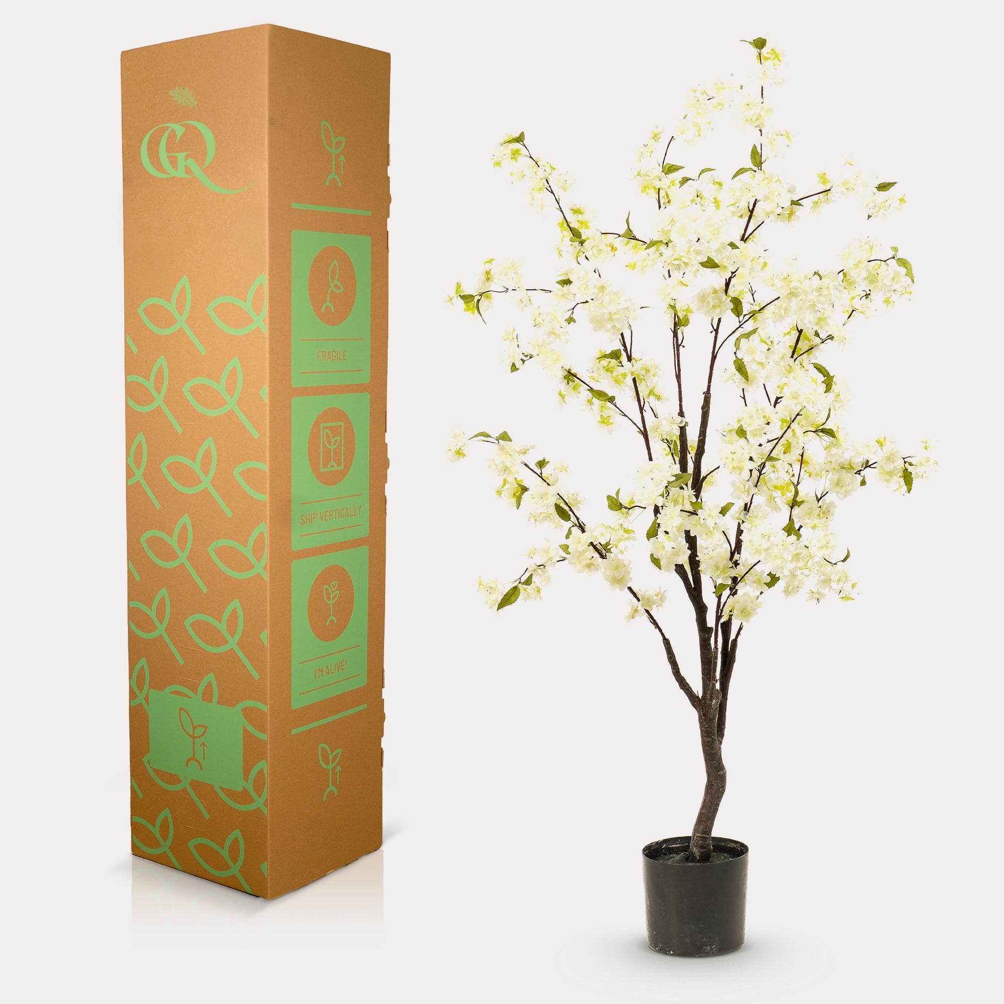 Kunstig plante - Prunus - Kirsebærblomst - Hvid - 135cm