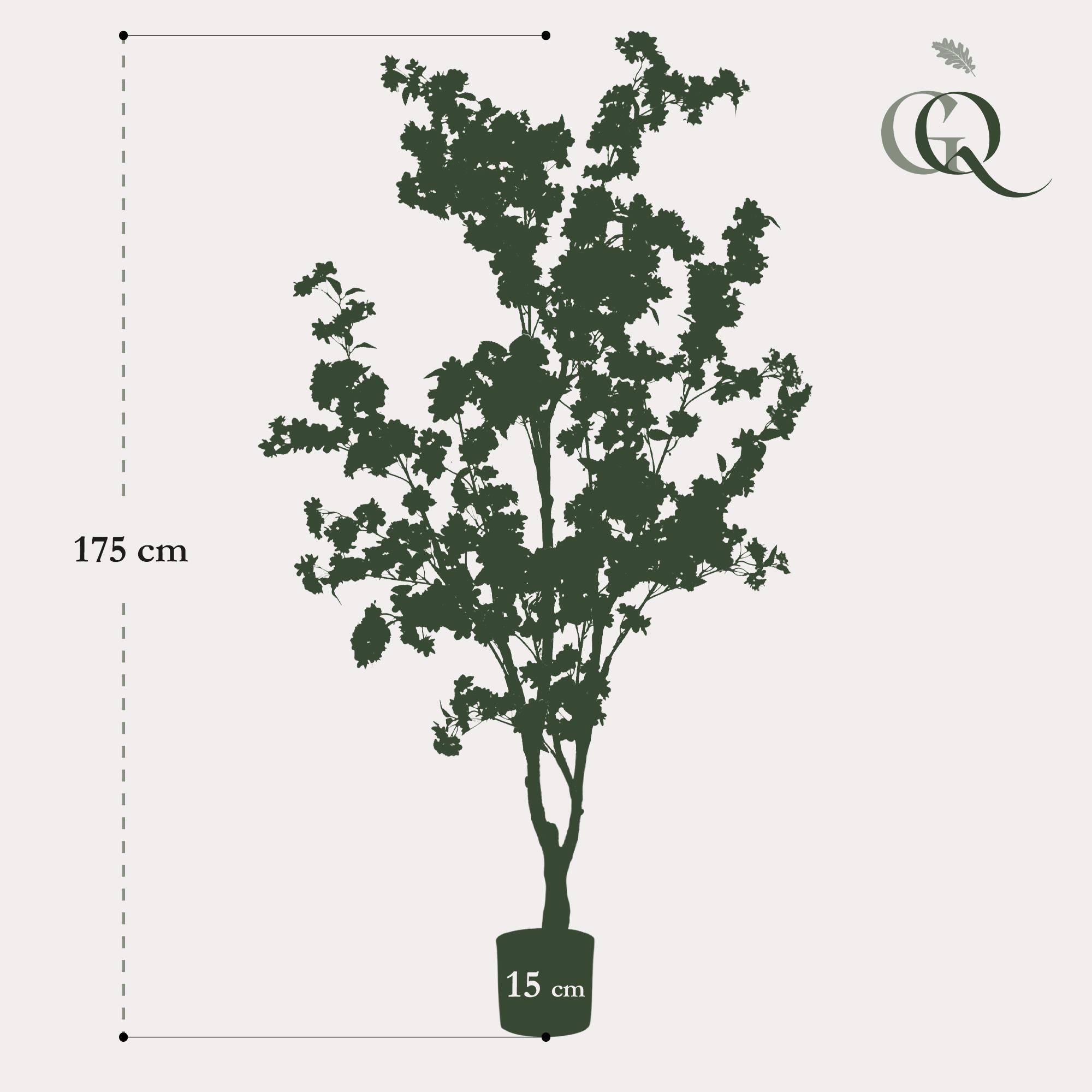 Kunstig plante - Prunus - Kirsebærblomst - Hvid - 175cm